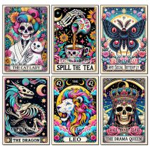 5D Diamond Painting Tarot Card New Series Animal Skull Art Full Round/Square Diamond Mosaic Embroidery Inlay Wall Decoration