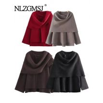 NLZG 2023 Winter Female Scarf Coat Long Sleeve Knitted Asymmetric Jackets For Women Streetwear Causal Women Coats
