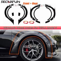 14PCS Fit Für Tesla Modell 3 Carbon Muster Fender Flare Wide Body Kit Radlauf Abdeckung Trim ABS Kunststoff 2023 modell 3 Zubehör