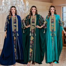 Ramadan Muslim Stickerei Offene Abaya Frauen Luxus Abendkleid 2-teiliges Set Dubai Türkei Hohe Qualität Formale Party Vestidos Kleid