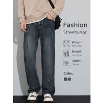 Vintage Koreanische Mode Jeans Männer der Herbst Neue Streetwear Personalisierte Casual Gerade Distressed Männliche Kleidung Breite Denim Hosen