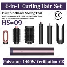 Nuevo Estilizador de Cabello Profesional 6 en 1, Cepillo de Aire Caliente, Rizador, Secador de Cabello, Plancha de Pelo, Calidad de Salón (Sin Bluetooth)