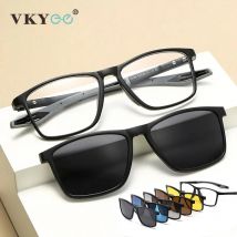 VKYEE New Magnetic Clip on Sports Sunglasses Men Driving Night Vision Anti Blue Light Reading Glasses Women Prescription Glasses