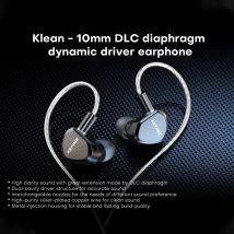 Kefine Klean 10mm DLC Membrana Dynamiczny Driver Słuchawki Douszne IEM Hi-Fi z Dyszami i Wygodnym Srebrnym Kablem 2-pinowym