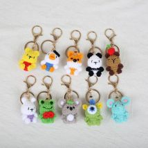 Mini Animal Doll Series Crochet Keychain Knitted Small Rabbit Cute Keyrings For Car Keys Cartoon Mini Panda Keychain Wholesale