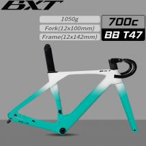 BXT Carbon Frame Disc Brake, Max 700 x 32C, AERO Road Bicycle Frameset, BSA T47, Full Internal Cable with Handlebar, DI2