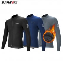 DAREVIE-Camiseta de ciclismo térmica para hombre, Jersey de ciclismo de lana de invierno, ropa de bicicleta transpirable cepillada suave y cálida de manga larga
