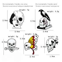 Divide Faces Enamel Pins Punk Skeleton Crow Rose Knife Lapel Pin Halloween Badge Backpack Brooch Evil Eye Jewelry Gift Wholesale