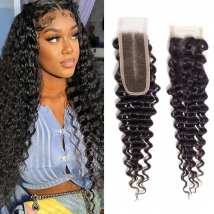 Tiefe Welle Verschluss 2x6 Spitze Schließung Menschliches Haar Natürliche Farbe Verschluss Unverarbeitete Brasilianische Reine Remy Haar Mittelteil für Frau