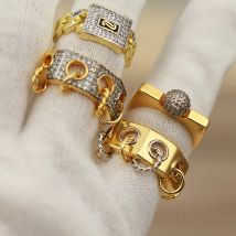 New Sight New Accessories Zirconia Beads Charm Rings for Women Luxury Crystal Wedding Engagement Metal Open Rings
