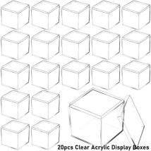 20pcs Clear Acrylic Display Boxes with Lids Transparent Square Cube Containers Gift Box for Cookies Candies Flowers Home Decor