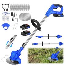 BRIEFNESS 2000W 21V Cordless Grass Trimmer Brush Cutter with Batteries & Blade, Lawn Mower for Garden Farm Grassland Maintenance