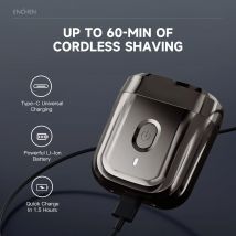 ENCHEN Mini6 Afeitadora eléctrica con cabezales flexibles de 2 direcciones 100% resistente al agua hasta 60 minutos de afeitado inalámbrico con cabezal cortador magnético