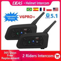EJEAS V6 Pro+ Motorrad Bluetooth Helm Headset Intercom Communicator 1200 m Interphone Für 6 Fahrer IP65 Musik Wasserdicht