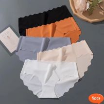 5 stücke/Nahtlose Höschen Frauen Sexy Unterwäsche Eis Seide Unterhose Niedrige Taille Weibliche Weiche Feste Ultra-dünne Slip