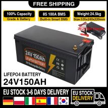 Batteria 12V 24V LiFePO4 600Ah 300Ah 200Ah 120AH 100AH Batteria incorporata al litio ferro fosfato BMS per carrello da golf Spedizione impuestos solari