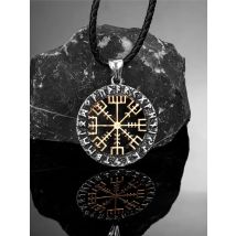 Stainless Steel Vikings Hollow Out Compass Necklaces Men Norse Rune Trident Vegvisir Pendant Amulet Vintage Scandinavian Jewelry
