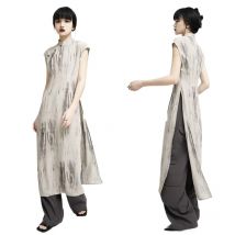 2024 neue chinesische Stil Qipao lange ärmellose verbesserte Cheong sam Frauen traditionelle chinesische Kleid elegante Mandarine Kragen Vestidos
