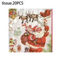 20 stücke 33*33 cm 2-lagige Vintage Weihnachten Weihnachtsmann Bunte Gedruckt Papier Tischset Party Dekoration Serviette förderung