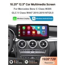 Wireless CarPlay Android Auto Multimedia Display for Mercedes-Benz C Class W205 GLC V Class W447 2015-2019 NTG5.0 Linux Screen