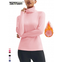 TACVASEN Fleece-Pullover mit Falschem Schlagschal für Frauen, Langärmelig, Warm, mit Daumenlöchern