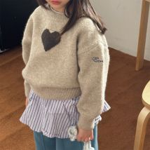 LILIGIRL Children's Sweater 2025 Autumn and Winter Korean Girl's Knitted Sweater Boy's Casual Pullover Tops 1-7Year