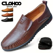 CLOHOO Männer Müßiggänger Casual Business Formale Schuhe Atmungsaktive Weiche Sohle Slip-on Leder Schuhe Männlich Schwarz Flache Schuhe Plus größe 38-46