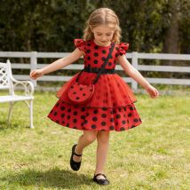 Marienkäfer-Kostüm für Mädchen, schwarzes Punktkleid, Karneval, Dionysia, Osterkostüme für Kinder, Kleinkind-Verkleidungsset für Halloween, Geburtstag