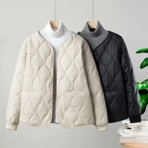 Autumn Winter Quilted Jacket Warm Women Parkas Lightweight Cotton-padded Jacket Long Sleeve Single-breasted Chic Coat Windproof