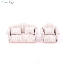 1:12 Mini Furniture Sofa With Pillow For Dollhouse Kids Pretend Play DIY Decor