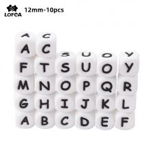 LOFCA 10 pz 12 MM Lettere In Silicone Perline accessori gioielli FAI DA TE Per Fare Braccialetti Alfabeto Inglese Perline BPA Libero di grado alimentare