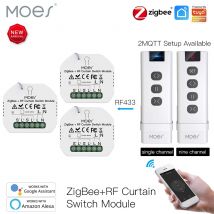 MOES ZigBee-Módulo de interruptor de cortina inteligente RF433, para persianas enrollables motorizadas, Motor 2MQTT, aplicación Smart Life, Alexa y Google Home