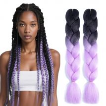 24 Zoll 1 Packungen (2 Stück) Jumbo-Zöpfe Kunsthaar für Box Braid Ombre Flechthaar Bunte Häkelverlängerungen für Frauen