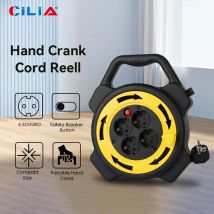 Cilia 1 Stück Outdoor-Verlängerungskabeltrommel, Leitungsrolle mit 4 Ausgängen, 10 m/32 Fuß für Zuhause, Camping, Reisen und Notfall-Backup