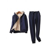 Frauen Winter Warm Anzug Trainingsanzug Frauen Langarm Verdicken Mit Kapuze Sweatshirts Kaschmir Sport Anzüge Frauen Kleidung 2025