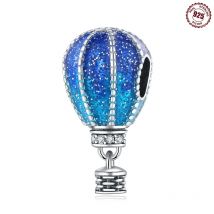 Original-Armband-Charms aus 925er-Sterlingsilber, blauer Heißluftballon-Charms, Perlen für Damen, Mode, DIY, Schmuck, Geschenke, Herstellung