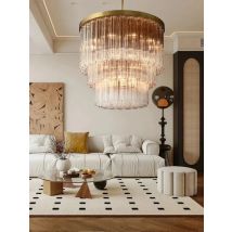Bronze All Copper Luxury Glass Tube Pendant Lighting 2026 Home Decor Large Hanglamp over Dining Table Lustres Lamparas