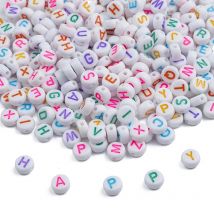 200 Stück 7 mm weiße, flache, runde Mischungsfarben, Buchstaben, englisches Alphabet, Perlen, DIY-Armband für Schmuckherstellung, Charms, Halsketten-Zubehör