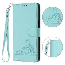 Custodia per telefono in pelle con cinturino da polso per gatto Portafoglio Supporto per libro per iPhone 16 15 14 13 12 11 Pro Max 16e XS X SE 6 7 8 Plus Card Flip Cover