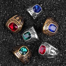 Edelstahl Männer Ringe Strass High School Adler Punk Hip Hop für Biker Männlich Freund Schmuck Kreativität Geschenk Großhandel