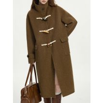 FSLE Bürodame, College-Stil, lässig, Kuhhornknopf, Stehkragen, Wollmantel für Damen, Winter, 2024, neues Produkt 24FS14255