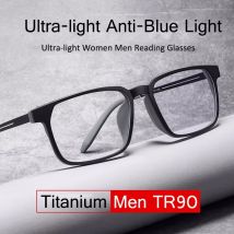 Reines Titan Anti-Blaulicht Lesebrille Damen Herren TR90 Ultraleichte Anti-Müdigkeit Computerbrille Quadratischer Rahmen