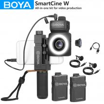 BOYA SmartCine W Kit video per smartphone con microfono lavalier wireless con impianto telefonico per iPhone Android Registrazione YouTube