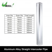 UXCELL OD 51mm 57mm 63mm longitud 500mm 120mm tubo de aleación de aluminio tubo Intercooler recto tubo de entrada de aire para accesorios de coche