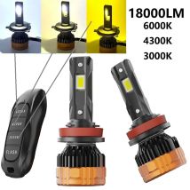 H11 Tricolor Remote Control LED Headlights H4 H1 H7 H11 HB3 9005 HB4 9006 6500K 4300K 3000K For Car Headlights Lights
