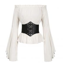 Camicetta rinascimentale da donna contadina con maniche a spalla camicia Boho Steampunk pirata medievale costume cosplay corsetto top vintage