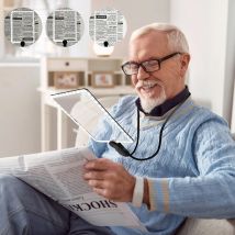 5X Magnifying Glass Neck Wear Magnifying Lens Adjustable Handheld Magnifying Glass 9.4x6.5inch Read Book Page Reading Magnifier