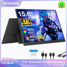HOWENS Portable Monitor 15.6 inch 3840*2400 60Hz IPS Screen Gaming Monitor Display Super Thin for Switch Xbox PS PC Phone Laptop