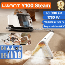 Pulitore per tappeti a vapore Uwant Y100 100 ° C Steam 18KPa 1750W Spazzola spray Aspirazione Ugelli multipli autopulenti per divano, auto, scarpe, animali domestici