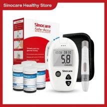 Sinocare Safe-Accu Misuratore di zucchero nel sangue Kit glucometro 10s Tempo di prova Misuratore di glicemia 50/100 strisce per glucometro con lancette